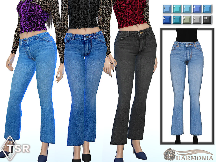 The Sims Resource - Flirty Crop Flare Jeans