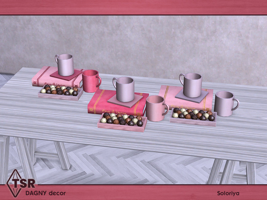 The Sims Resource - Dagny Decor. Mugs with Candies and Book