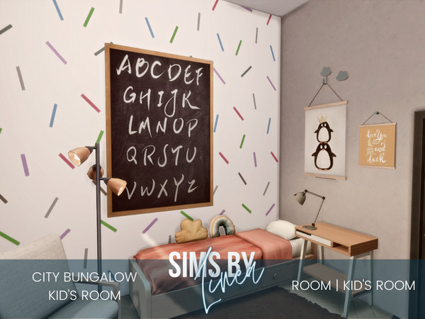 Sims 4 — City Bungalow Kids Room by SIMSBYLINEA — This small and cozy kid's room has a neutral and calm theme, with