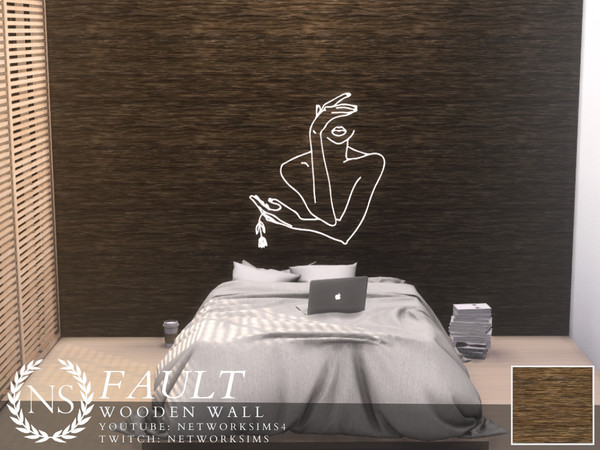 Sims 4 — Fault Wooden Wall by networksims — A rustic wooden wall.