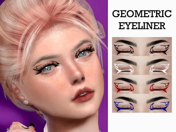 Sims 4 — Geometric Eyeliner  by Gea_Store — -4 color swatches -BGC -HQ Dont reclaim this as yours and dont re-uploading I