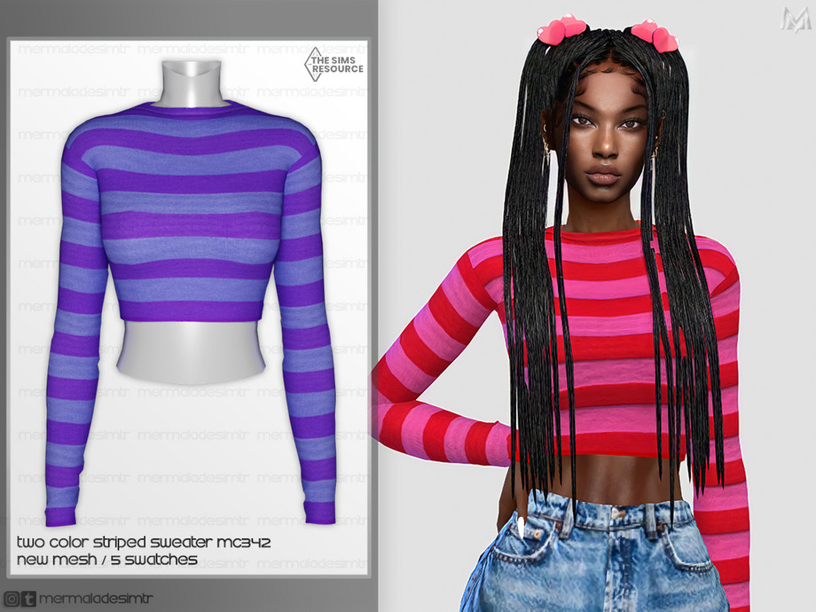 The Sims Resource Two Color Striped Sweater Mc342