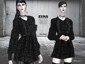 Sims 4 — ZYNA - Gothic Dress by Helsoseira — Style : Ruffle trim button front mini dress Name : ZYNA Sub part Type :