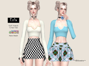 Sims 4 — EZLA - Vneck Top by Helsoseira — Style : Vneck, long sleeve, crop top Name : EZLA Sub part Type : Blouse,