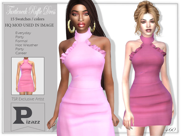 The Sims Resource - Turtleneck Ruffle Dress