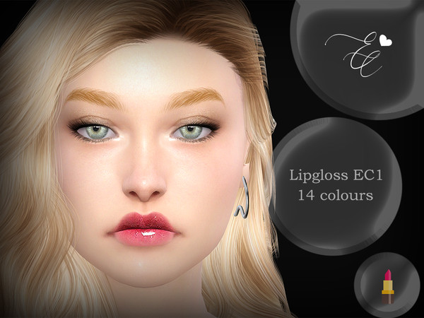 Sims 4 — Lipgloss EC1 by Elegant_Creations — Lipgloss in 14 colours for base game Hq compatible Customal Thumbnail 