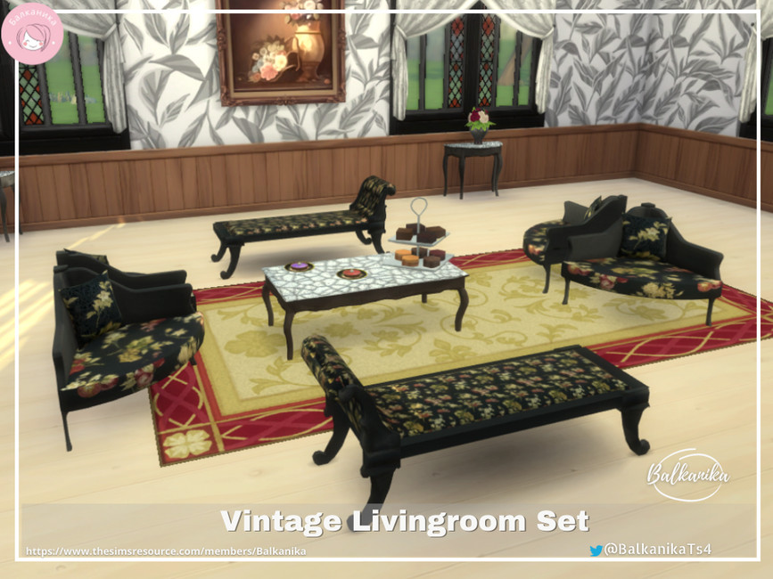 The Sims Resource - Vintage Livingroom Set