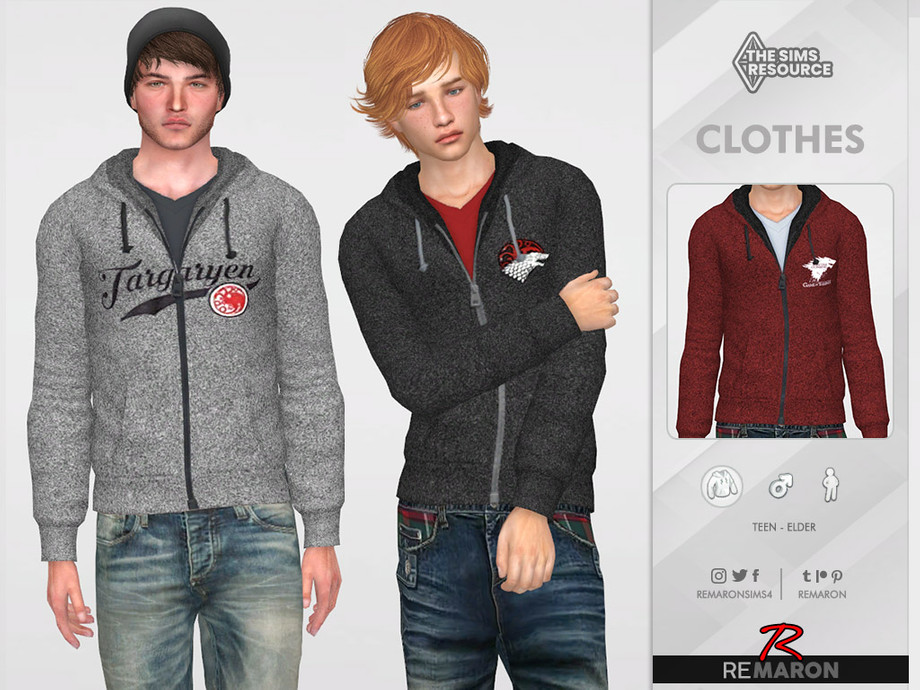 The Sims Resource - GOT Hoodie 01 for male Sim