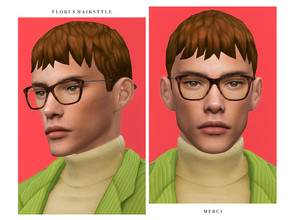 Sims 4 — Florus Hairstyle by -Merci- — New Maxis Match Hairstyle for Sims4. -24 EA Colours. -For male, teen-elder. -Base