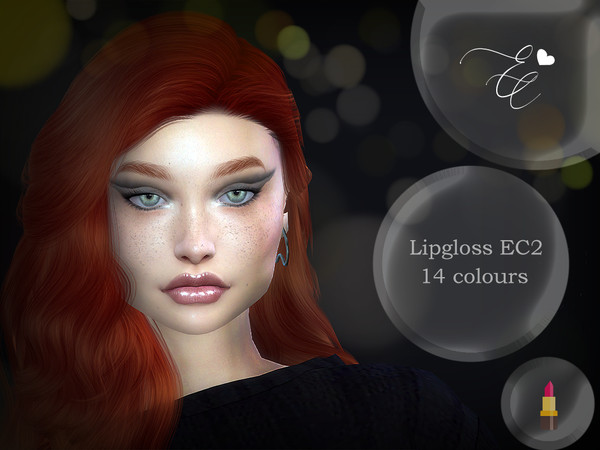 Sims 4 — Lipgloss EC2 by Elegant_Creations — Soft Lipgloss EC2 in 14 colours for base game For fem and males Hq