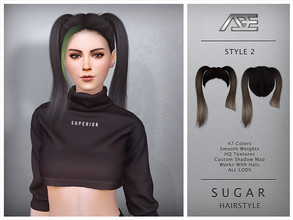 Sims 4 — Ade - Sugar Style 2 (Hairstyle) by Ade_Darma — Sugar Hairstyle - Style 2 Bangs can be downloaded separately,