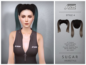 Sims 4 — Ade - Sugar Style 4 (Hairstyle) by Ade_Darma — Sugar Hairstyle - Style 4 Bangs can be downloaded separately,