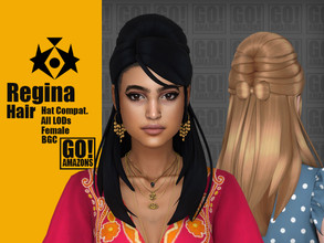 Sims 4 — Regina Hair by GoAmazons — >Base game compatible female hairstyle >Hat compatible >From Teen to Elder