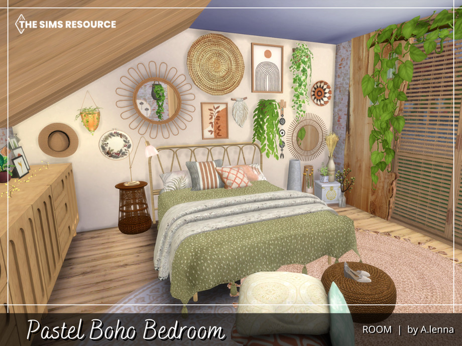 Ønske Mose te The Sims Resource - Pastel Boho Bedroom