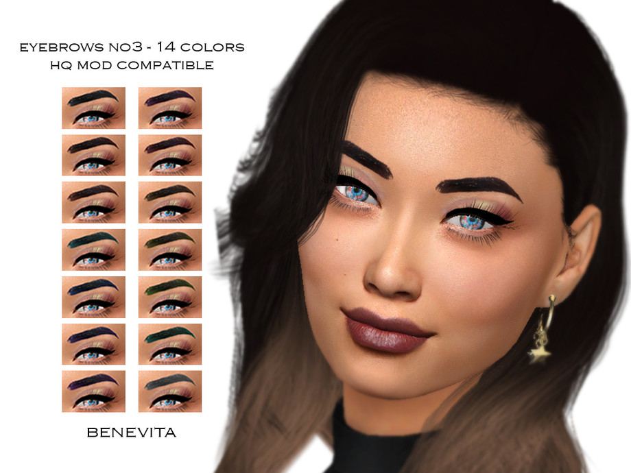 Sims 4 - Eyebrows No3 HQ by Benevita - Eyebrows No3 HQ Mod Compatible 14 Co...