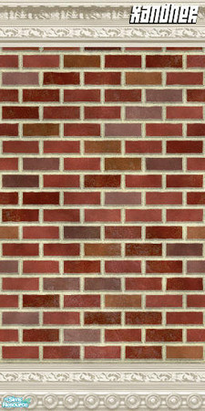 Sims 2 — Red Brick, Dual moulding by Xandher — Simple brick with both crown and kick moulding. 