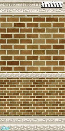 Sims 2 — Tan Brick, Triple moulding by Xandher — Simple brick in two sizes, with crown, kick, and "chair"