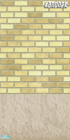 Sims 2 — Cream Brick with Stained Plaster by Xandher — Simple brick with an "aged" plaster base.