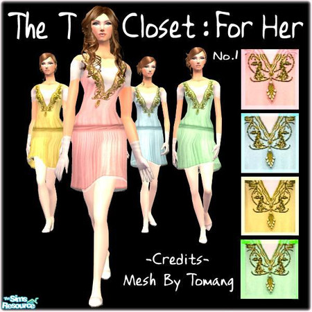 Sims 2 — The T's Closet - For Her No. 1 - 4 Color by The T — Lovely outfits for your sim ladies.