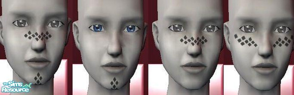 Sims 2 — Mirialan Tattoos by minxette — Costume makeup, based on the tattoos worn by the Mirialan species from Star Wars.
