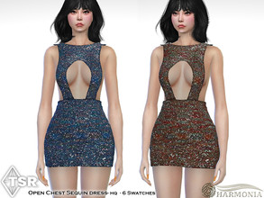 Sims 4 — (PATREON) Open Chest Sequin Dress by Harmonia — New Mesh All Lods 6 Swatches HQ Please do not use my textures.