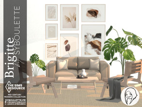 Sims 4 — Brigitte Living room set by Syboubou — This is a simple and cosy living room taking some codes from the mid