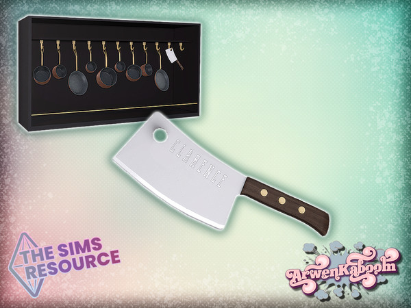 Sims 4 — Mid Century Modern Collection - Hanging Cleaver by ArwenKaboom — Base game cleaver in 3 recolors. You can find