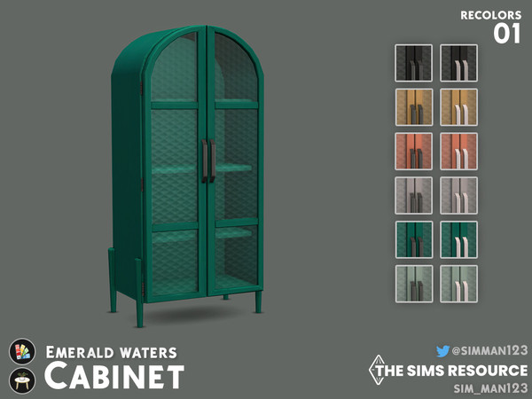 Sims 4 — Emerald Waters Cabinet Recolors 1 by sim_man123 — A set of recolors of my Emerald Waters Cabinet, featuring