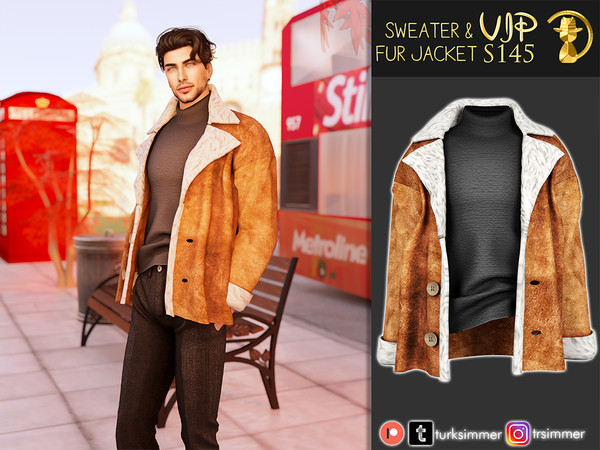 Sims 4 — [PATREON] (Early Access) Sweater & Fur Jacket S145 by Daph's — 12 Swatches Compatible with HQ mod Works with