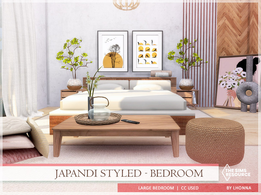 The Sims Resource - Japandi Styled - Bedroom /TSR CC only/