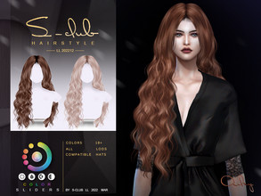Sims 4 — Wavy Long hairstyle(Ailey II) by S-Club  by S-Club — Wavy Long hairstyl, 18colors + Colors sliders, HQ/hat