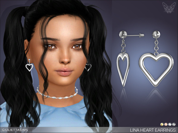 The Sims Resource - Lina Heart Earrings For Kids