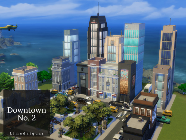 Sims 4 — Downtown No. 2 by Limedaiquar — Downtown No. 2 is a lot with 3 distinct neighborhoods. The old loft district