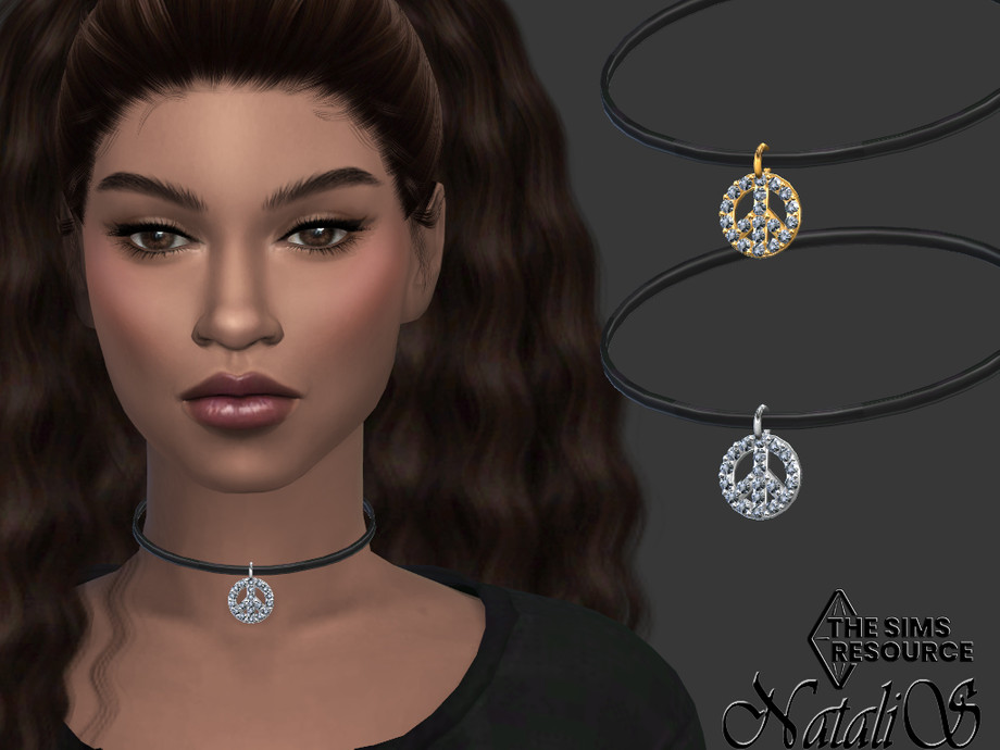 The Sims Resource - Peace sign pendant choker
