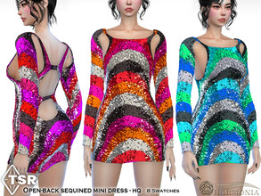Sims 4 — Open-back Sequined Mini Dress by Harmonia — New Mesh All Lods 8 Swatches Please do not use my textures. Please