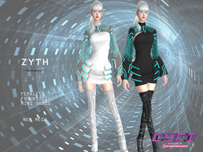 Sims 4 — CyFi - ZYTH - Mini Dress by Helsoseira — Style : Long sleeve shrug neon mini dress Name : ZYTH Sub part Type :