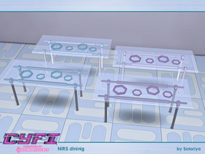 Sims 4 — CyFi Nirs Dining. Dining Table by soloriya — Dining table. Part of CyFi Nirs Dining set. 4 color variations.