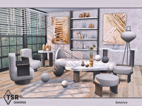 Sims 4 — Gianna by soloriya — Ultra modern furniture for living rooms. Includes 11 objects: --armchair, --ball pillows,