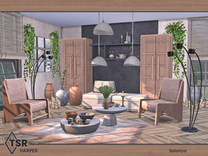 Sims 4 — Harper by soloriya — A set of furniture for living rooms. Includes 11 objects: --armchair, --cabinet, --three
