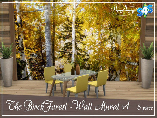 Sims 4 — The Birch Forest - Wall Mural v1 by HopajSiupaj — - Base Game Compatible - 6 piece wall mural - 3 wall heights -