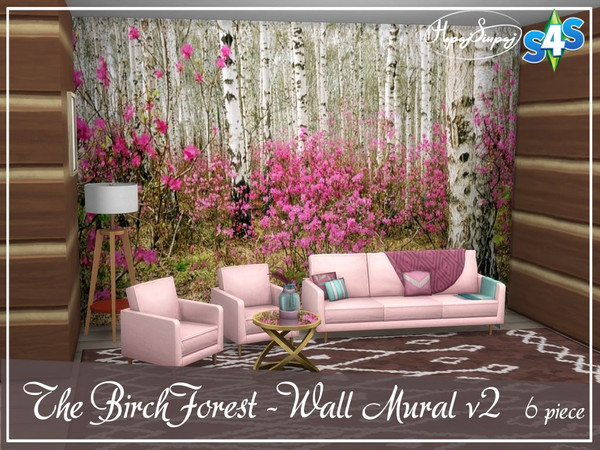 Sims 4 — The Birch Forest - Wall Mural v2 by HopajSiupaj — - Base Game Compatible - 6 piece wall mural - 3 wall heights -