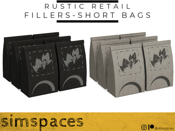Sims 4 — Rustic Retail - fillers - short bags by simspaces — Part of the Rustic Retail set: so very rustically retail.