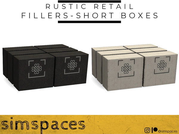 Sims 4 — Rustic Retail - fillers - short boxes by simspaces — Part of the Rustic Retail set: so very rustically retail.