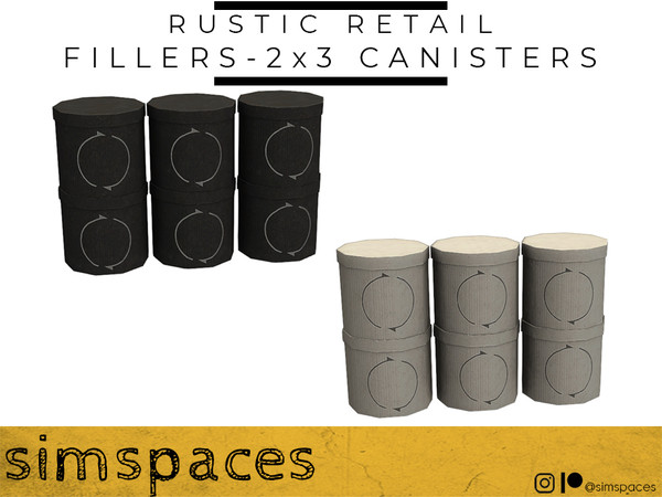 Sims 4 — Rustic Retail - fillers - 2x3 canisters by simspaces — Part of the Rustic Retail set: so very rustically retail.