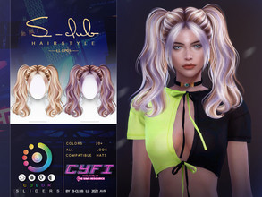 Sims 4 — Cy-Fi-sclub_ts4_LLhair_01(Yosi) by S-Club — CY-FI hairstyles, 16 base colors, HQ, color sliders, hope you like,