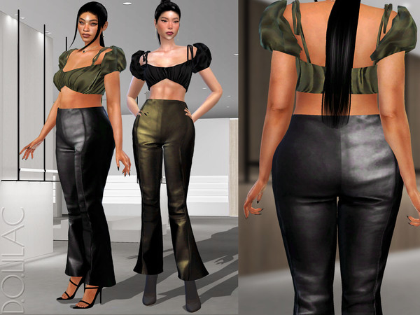 Sims 4 — Puff Sleeve Crop Top [SET] DO307 by DOLilac — Custom thumbnail New Mesh 6 Colors Adult-Elder-Teen-Young Adult