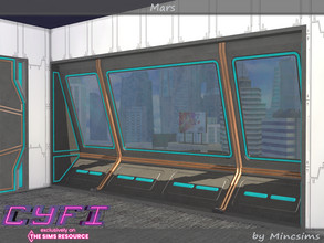 Sims 4 — CyFi Mars Windows by Mincsims — a part of CyFi Collboration. The set consists of 8 packages. for short wall,