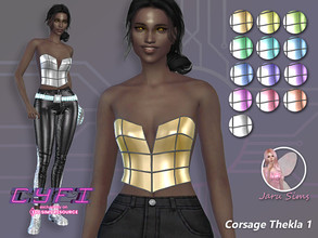 Sims 4 — CYFI - Corsage Thekla 1 by Jaru_Sims — New Mesh HQ mod compatible All LODs 13 swatches Teen to elder Custom