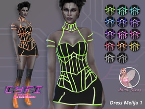 Sims 4 — CYFI - Dress Melija 1 by Jaru_Sims — New Mesh HQ mod compatible All LODs 14 swatches Teen to elder Custom