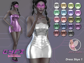 Sims 4 — CYFI - Dress Skye 1 by Jaru_Sims — New Mesh HQ mod compatible All LODs 19 swatches Teen to elder Custom